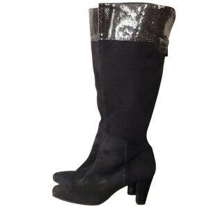 BANDOLINO BDVIRT Women's Sz 9.5M Tall Black Suede Heeled  Knee High Boots